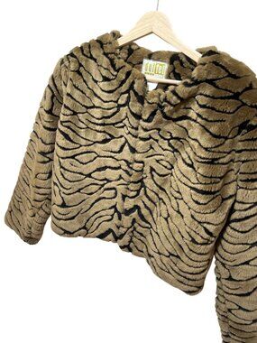 Duffel Vintage 90s Faux Fur Tiger Print Cropped Jacket Small
